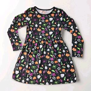 Cat & Jack Girls Halloween Dress Black Long Sleeve Printed Sz XL 14/16